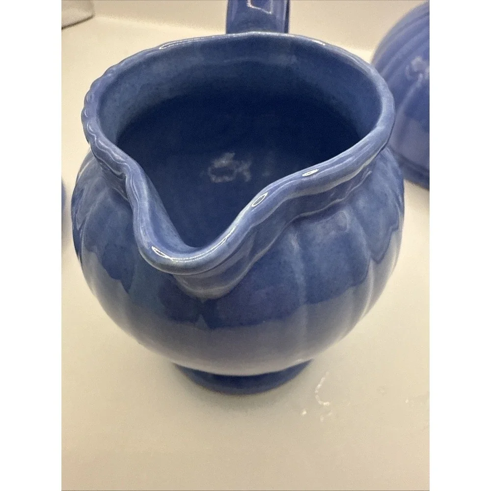 Stangl Pottery Cream And Sugar‎ Set Colonial Blue MCM Vintage